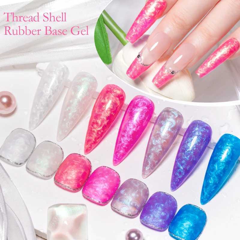 MEET ACROSS 7ml Thread Shell Rubber Base Gel 2 IN 1 Function Gel For Nails Soak Off UV LED Nail Art Gel Varnish ManicureT251127
