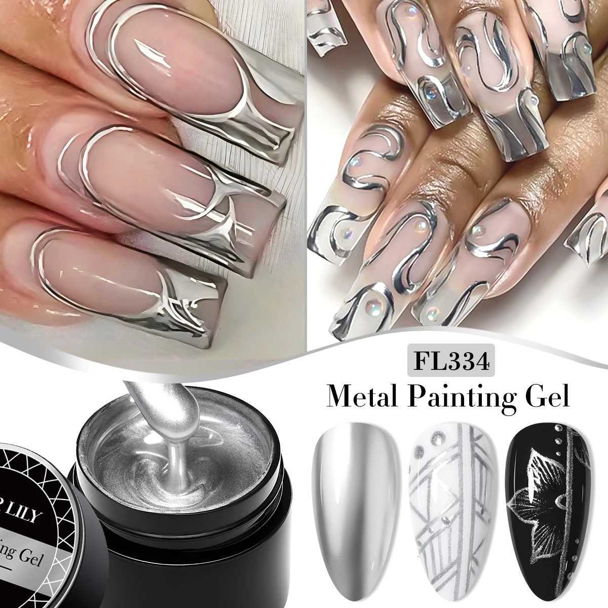 2/3pc Metal Painting Nail Gel Polish Set Gold Silver DIY Nail Art Supplies Varnish Semi Permanent UV/LED Manicure Gel DesignT251127
