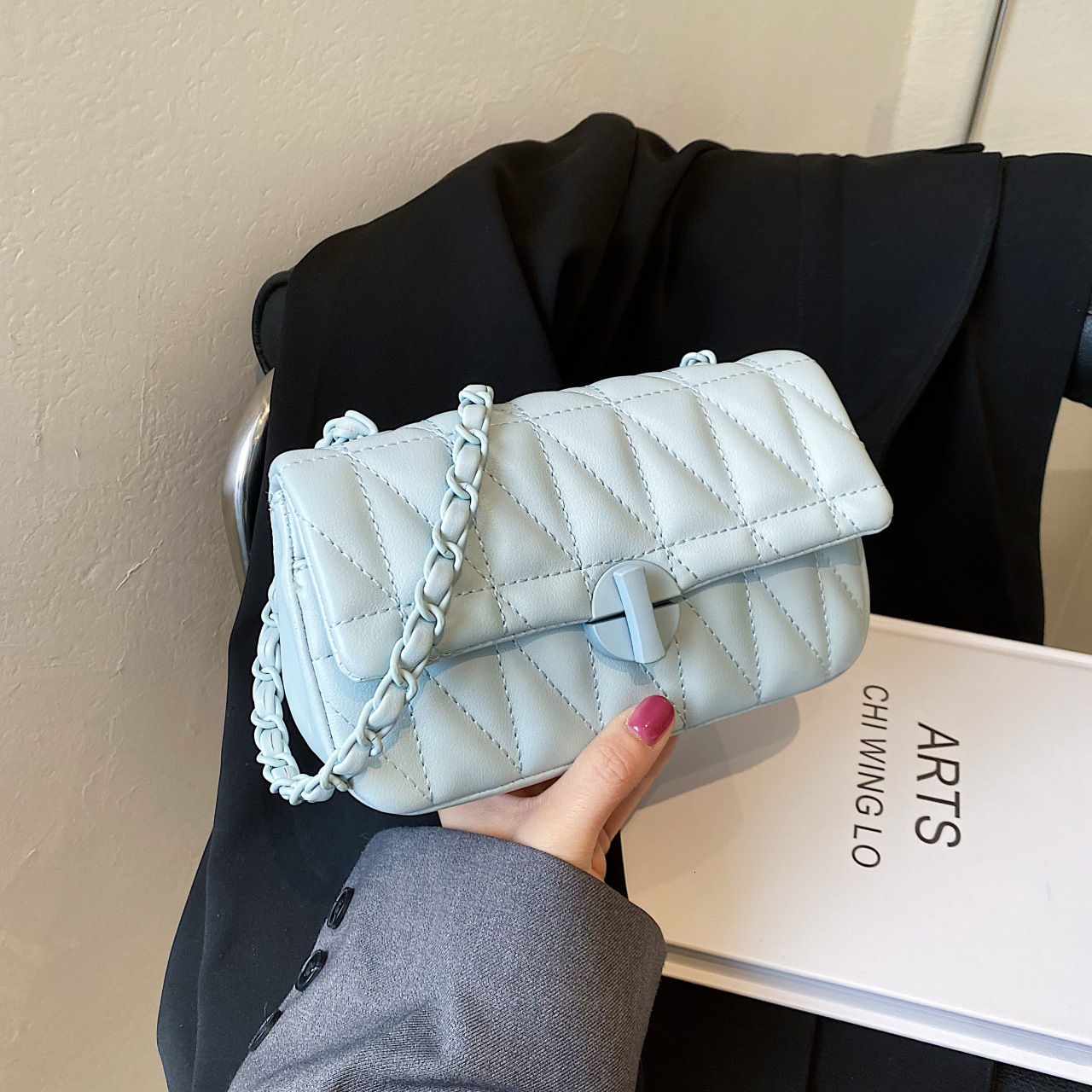 2025 Autumn New Quilted Diamond Square Bag PU Chain Strap Urban Minimalist Ins-Style Crossbody Shoulder Bag