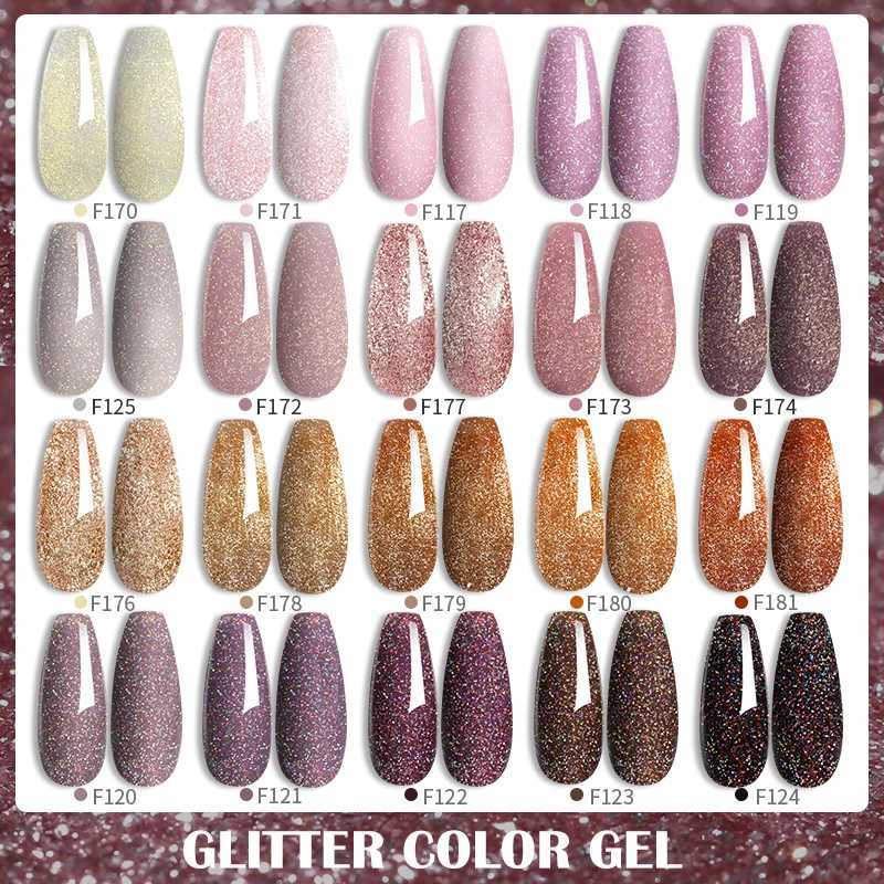 LILYCUTE 7ML Glitter Gel Nail Polish Sparkling Semi Permanent UV Gel Colorful Shinning Gel Varnish Nail Art Soak Off UV LED GelT251127