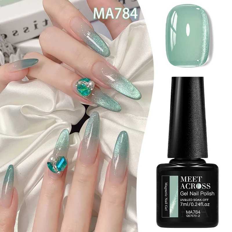 7ml Auroras Mint Green Cat Magnetic Gel Nail Polish Royal Blue Semi Permanent Glimmer Crystal Magnet Nail Gel Polish Art VarnishT251127