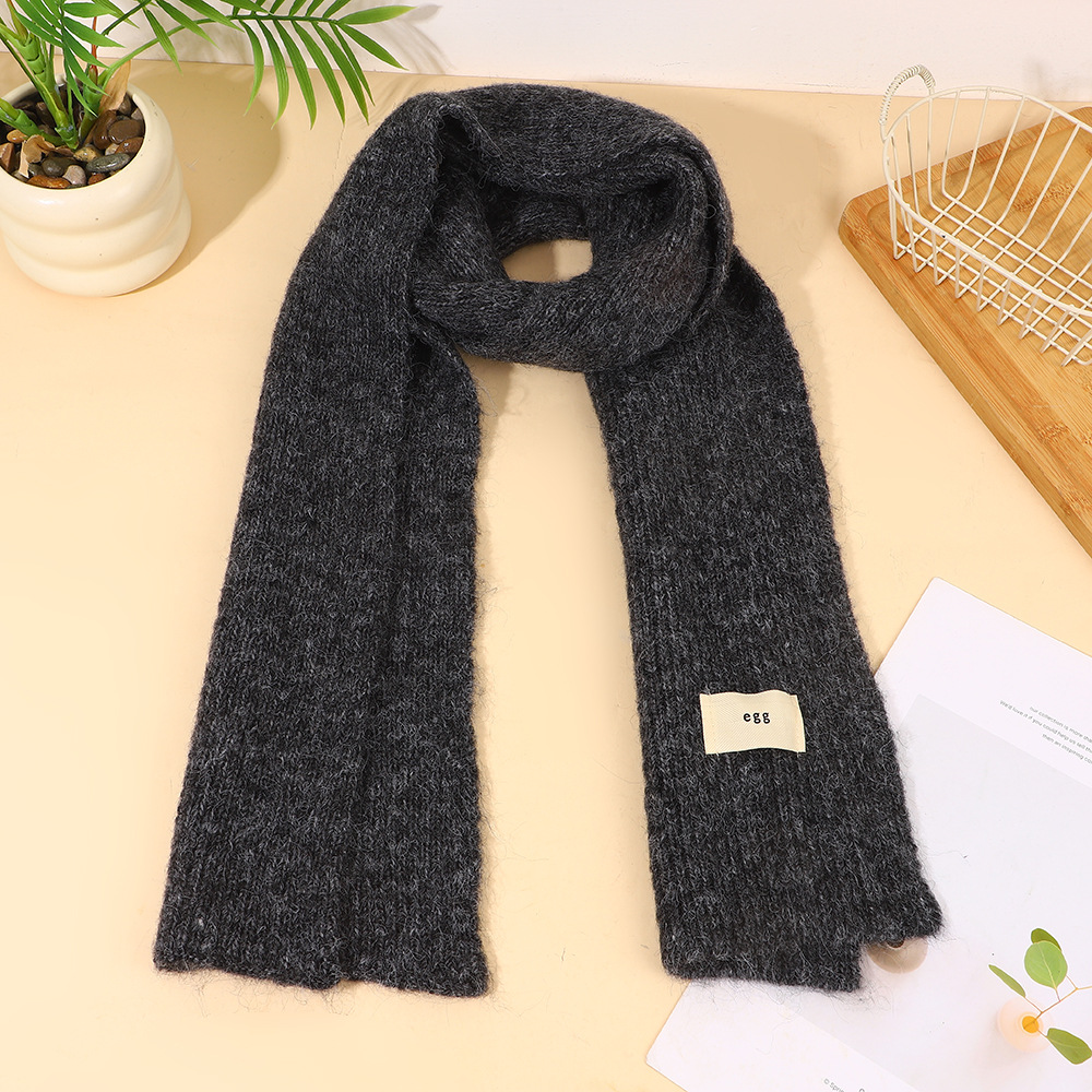 K707 New style pure color wool velvet scarf autumn and winter warm thick neckband high-end temperament knitted versatile scarf