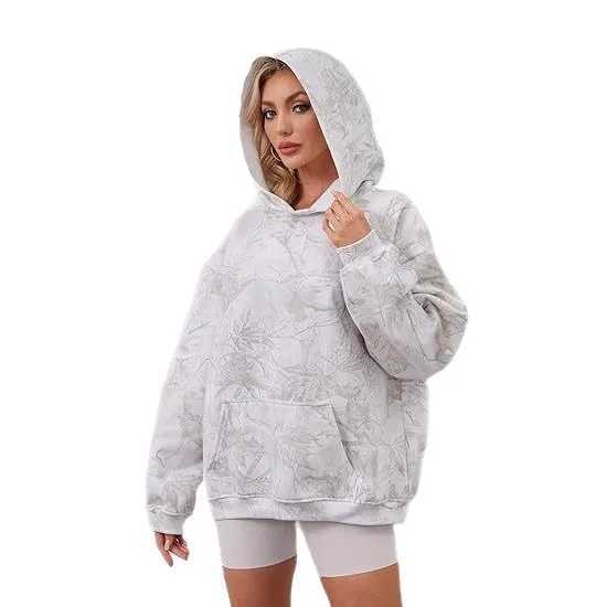 2025 autumn and winter womens casual loose hooded new personalized printed womens hoodie from Europe and America J251136