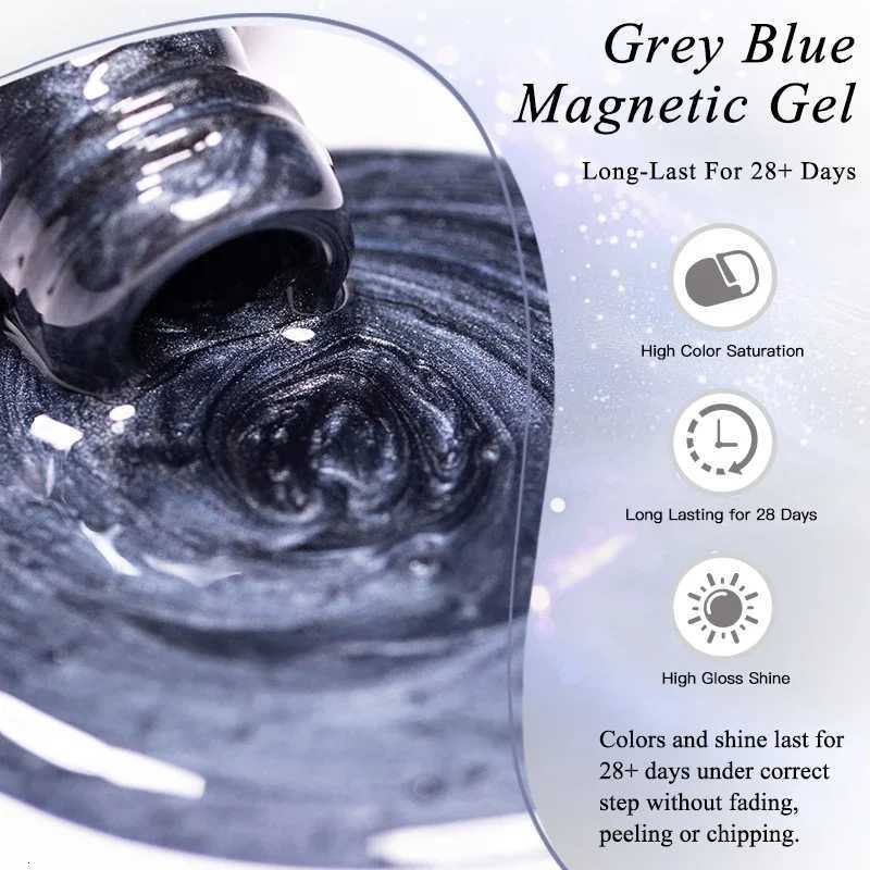 7pcs Grey Blue Cat Magnetic Gel Nail Polish Set Glass Beads Effect Semi Permanant Soak Off UV LED Gel Varnish DIY Nail SuppliesT251127