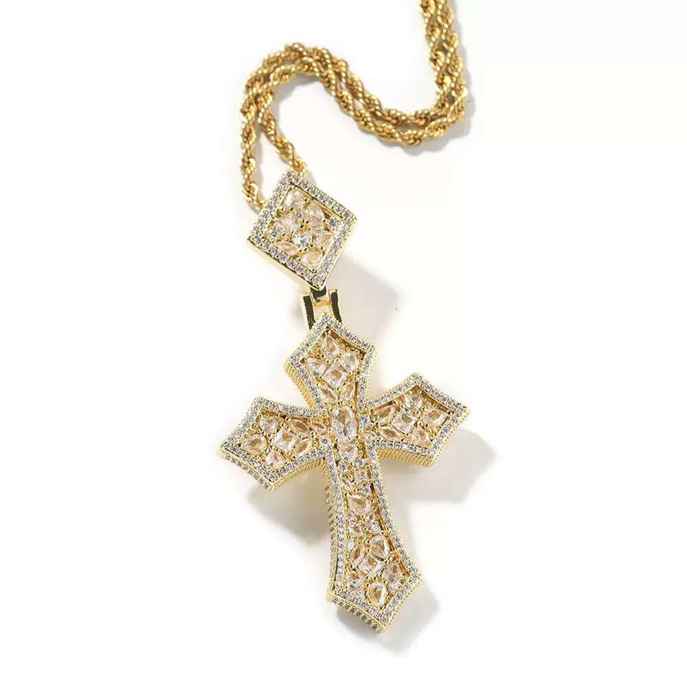 Fashion Jewelry gold-plated 925 Silver Mosaic Cross Pendant Custom Ice Out Hip Hop Diamond Charm pendant