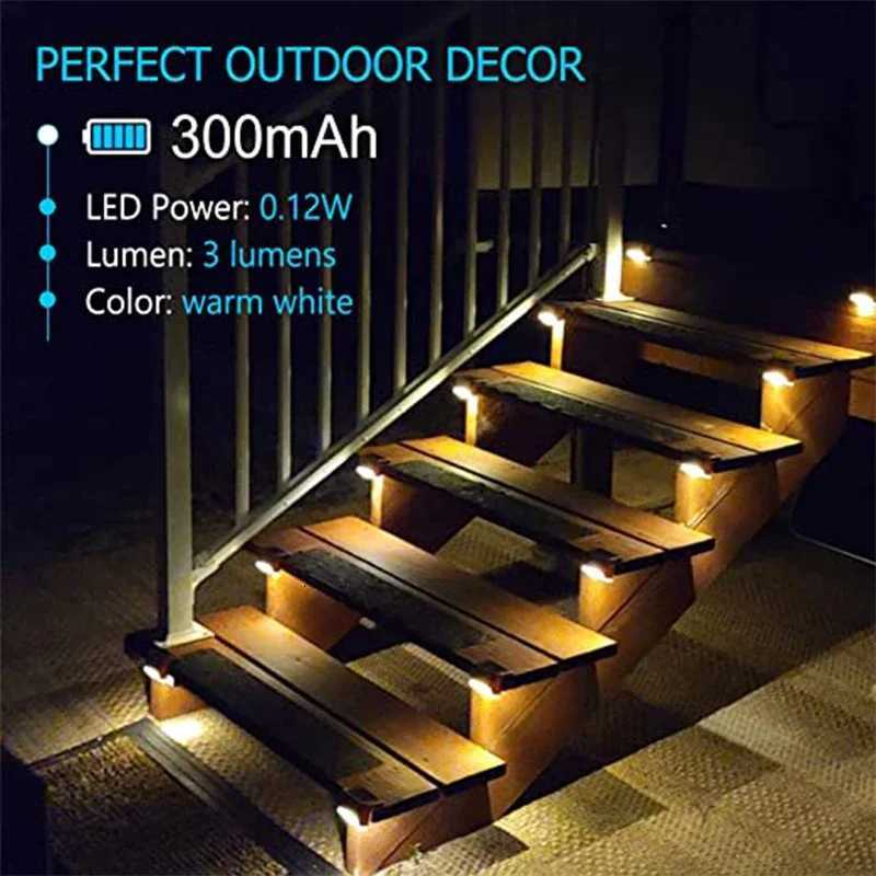 Warm White LED Solar Step Lamp Path Stair Outdoor Garden Lights Waterproof Balcony Light Decoration for Patio Stair Fence LightM251127