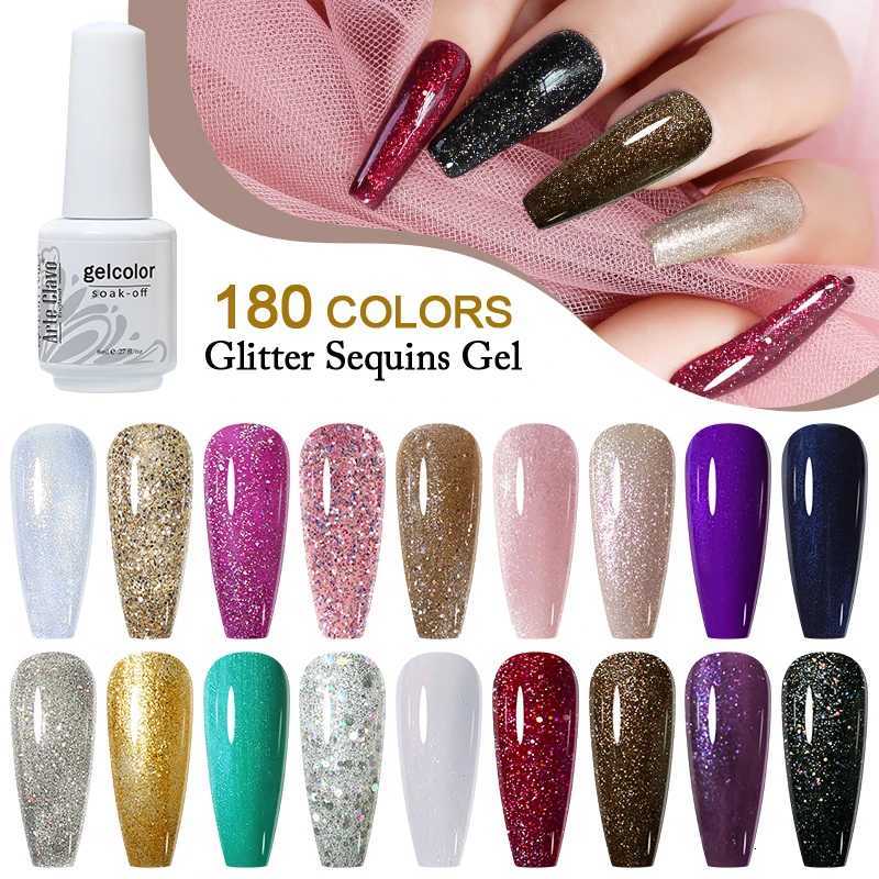 Arte Clavo Colorful Glitter Series 8ml UV Gel Nail Polish Sequin Gel Nail Polish Soak Off UV Gel Varnish Nail Art Gel Polish DIYT251127