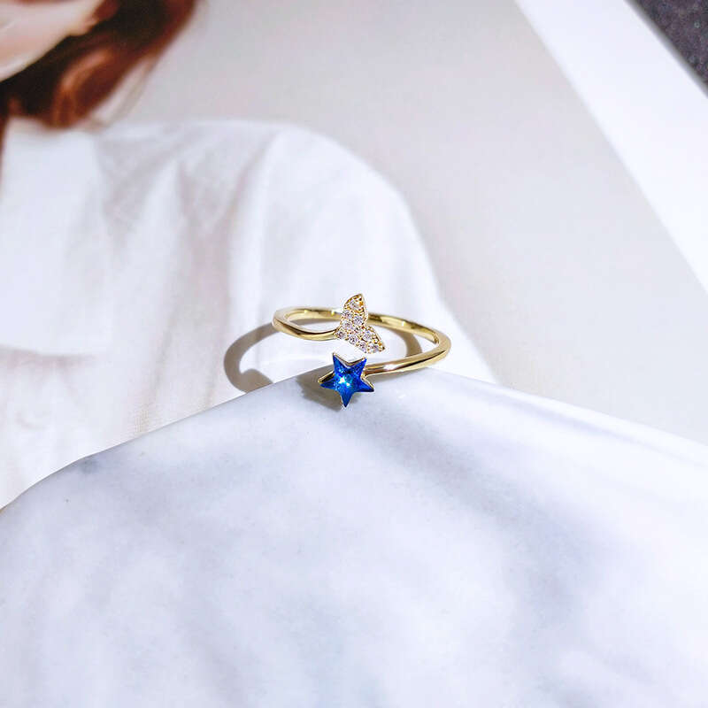 Beauty fish tail female ins personality, simple and cold style, open mouth ring, fashionable, niche, light luxury, trendy, liquid food finger ring
