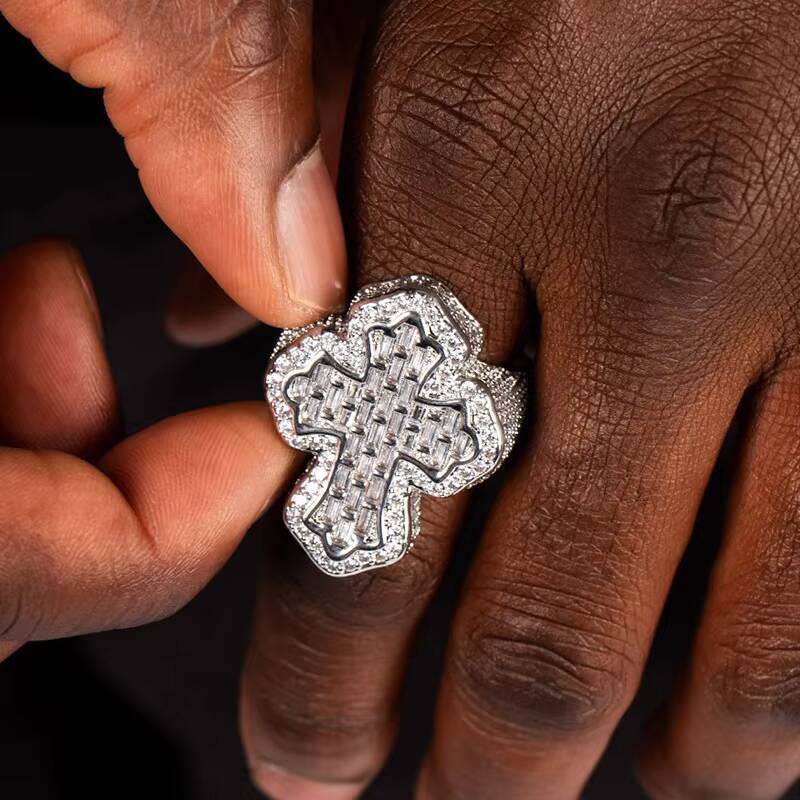 European American Trendy Mens Ring Hot-Selling Retro Hip-Hop Style with T Cubic Zirconia Gold Plated Fashion Ring Wholesale