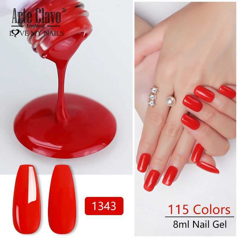 Arte Clavo Art Nails Varnish Top Base Coat Gel Nail Polish UV LED Lamp 115 Colors Soak Off Nail Manicure Semi Permanent 8ml DIYT251127