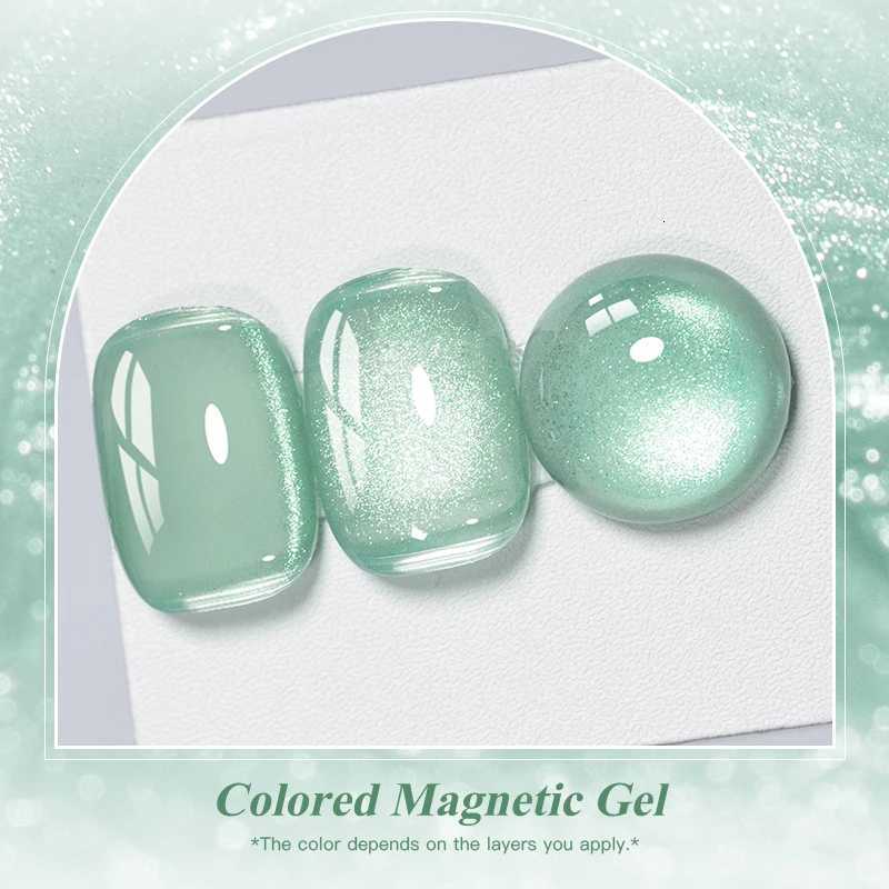 7ml Auroras Mint Green Cat Magnetic Gel Nail Polish Royal Blue Semi Permanent Glimmer Crystal Magnet Nail Gel Polish Art VarnishT251127