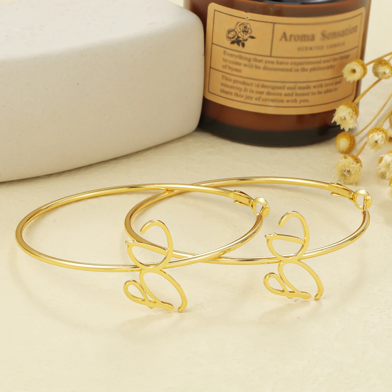 Qitian Custom Letter Earrings Personalised Name Exaggerated Hoop Earring Statement Handmade Stainless Steel DG Earrings Gift 250424