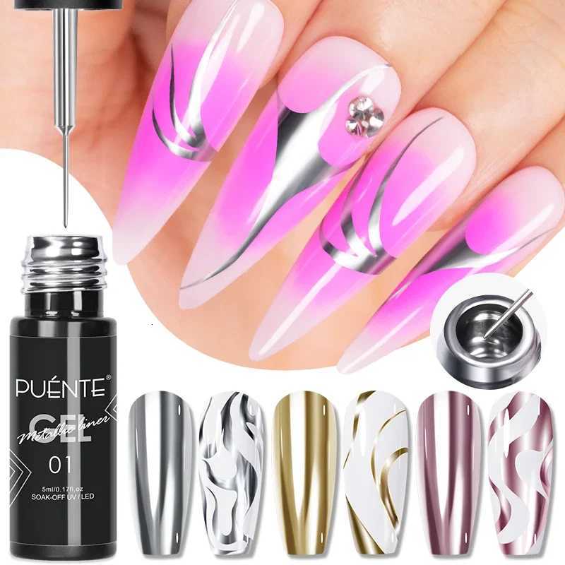 5ml Golden Silvery Metallic Painting Liner Gel Polish Chrome Mirror Effect Semi-Permanent Varnish For Stunning French Nail ArtT251127