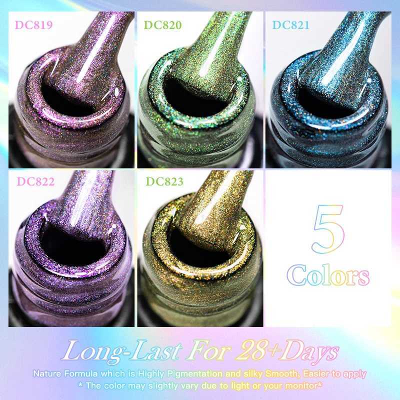 7ML Rainbow Aurora Cat Magnetic Nail Gel Polish Sparkling Glitter Double Light Shining Holographics Semi Permanent Laser VarnishT251127