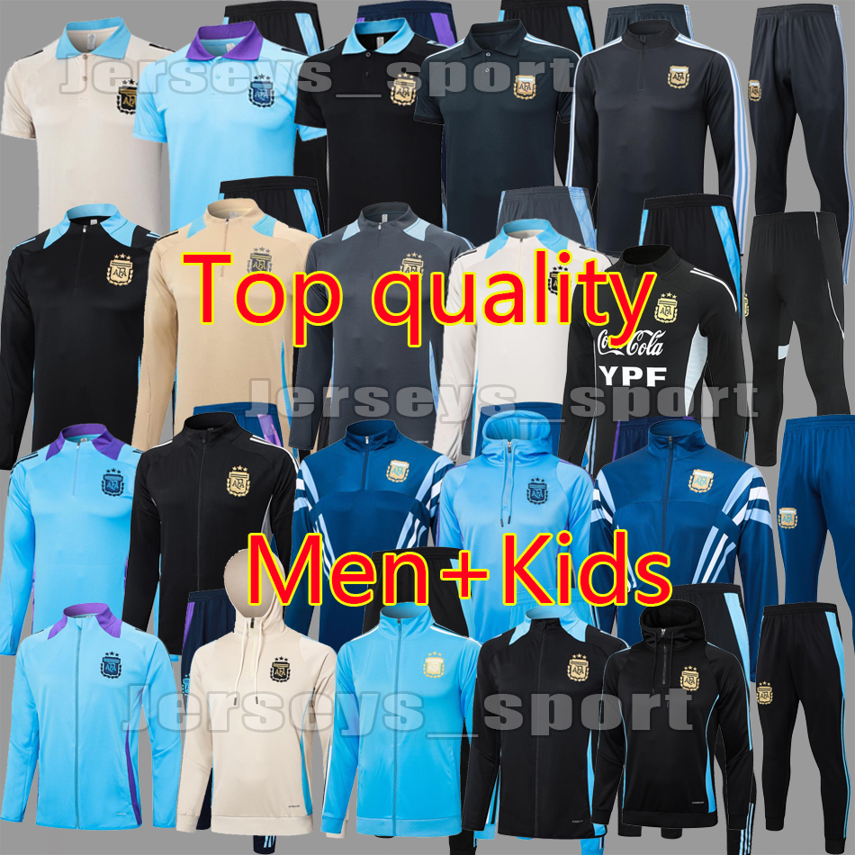 3-star Argentina tracksuit jacket Soccer Jerseys 2024 2025 2026 jacket Football Shirts DI MARIA DYBALA DE PAUL MARADONA Short sleeve Men Kids training suit