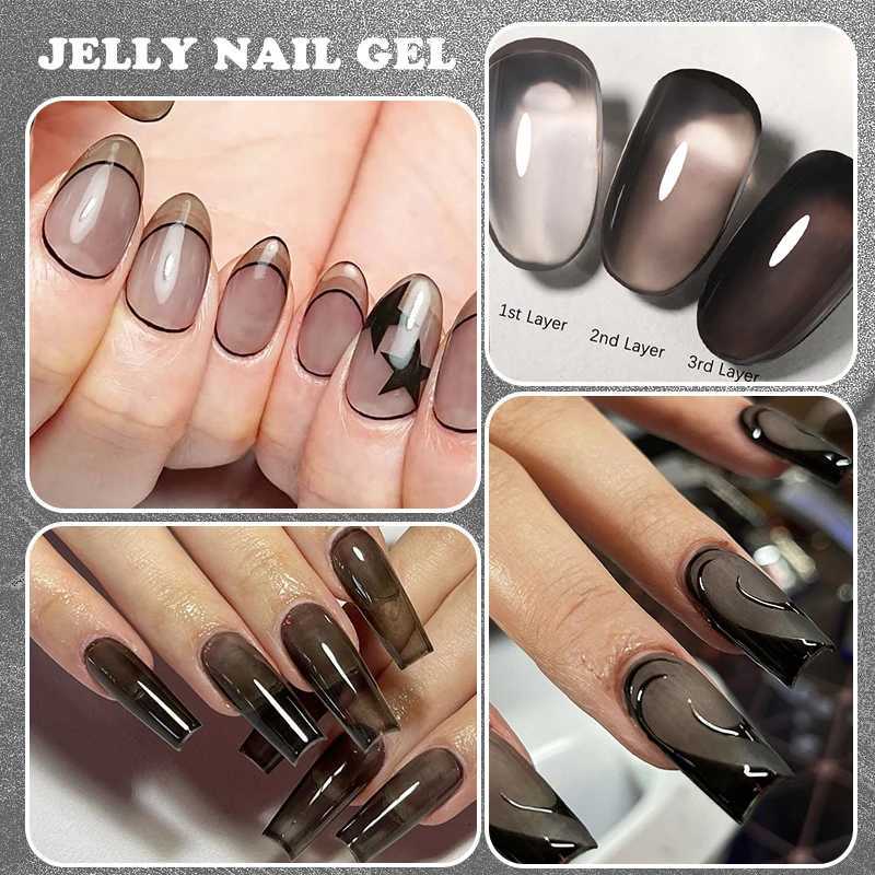 BORN PRETTY Black Jelly Gel Nail Polish 10ml Crystal Translucent Nail Art Vernis Semi Permanent Soak Off UV LED Gel DIY At HomeT251127