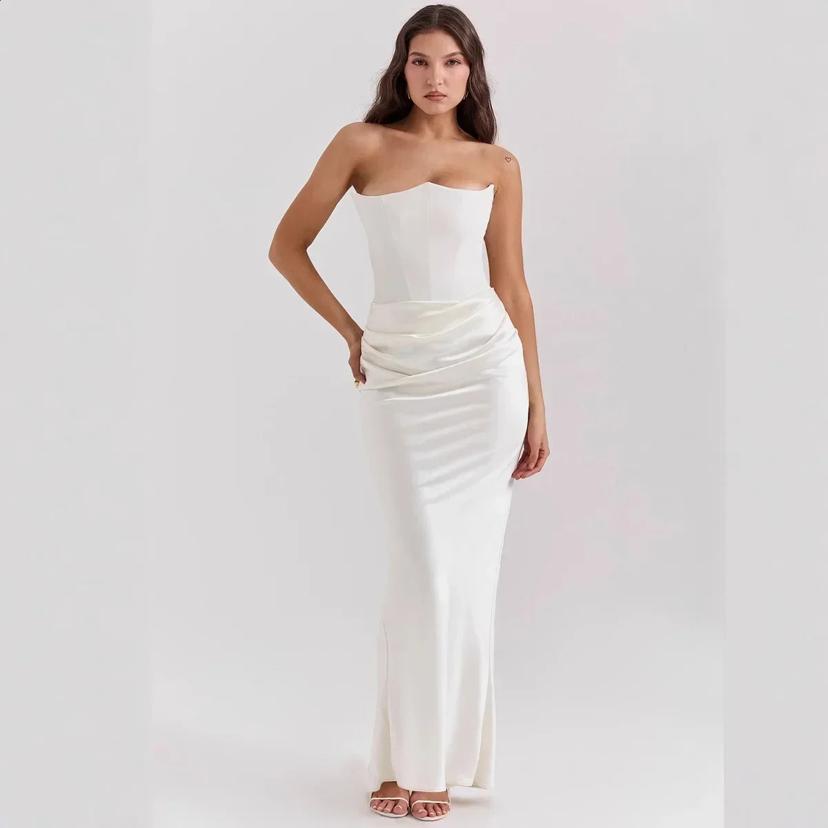 Mingmingxi 2025 Womens Evening Dress strapless pink ball party dress sexy satin long corset elegant Maxi Gala 250420 - view 5