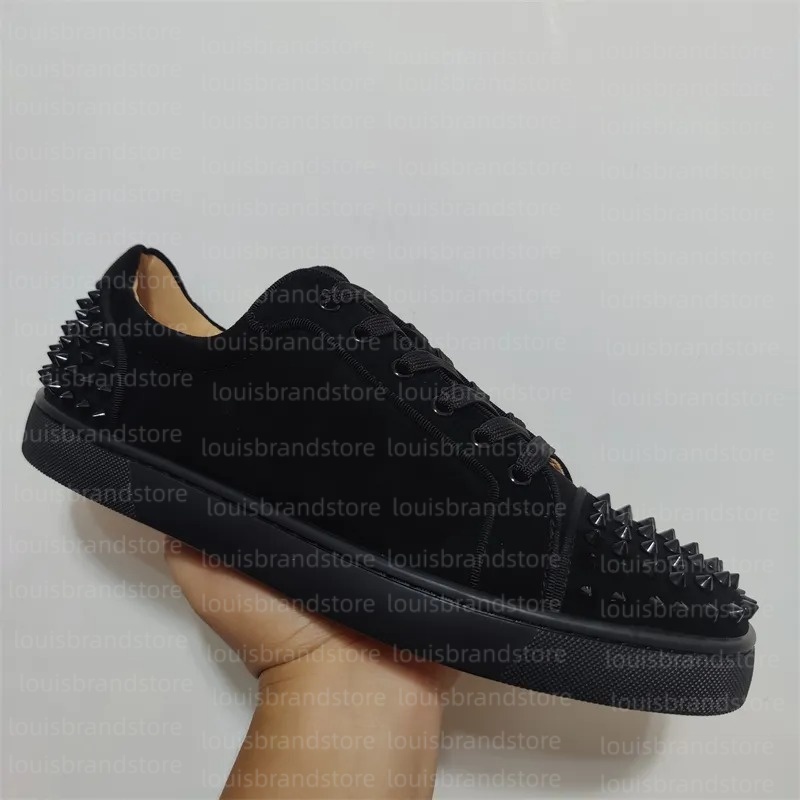 Designer Casual Shoes For Sale Red Sole Low Tops Flat Spikes Flats Black Blue Suede Silver Diamond White Red Men Women Prom Wedding Shoe Sneakers With Dust Bag