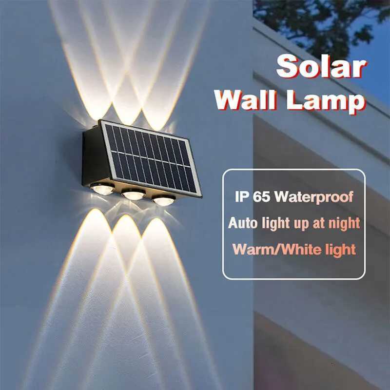 4/6/8LED Solar Wall Spotlight Outdoor Upper And Lower Lighting Solar Powered Waterproof Streetlight for Balcony Courtyard GardenM251127