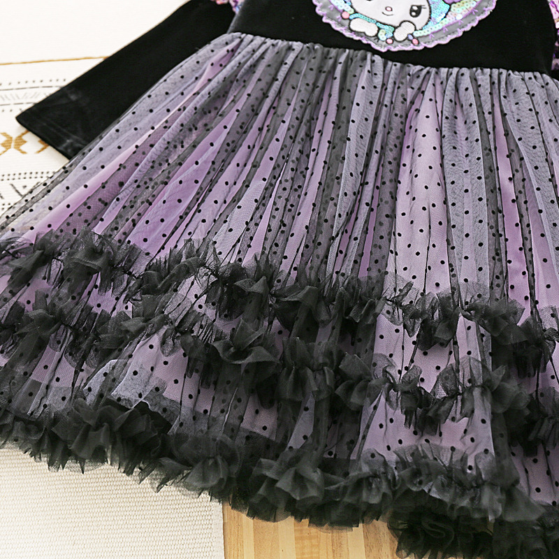 DISNEY Kids designer clothes girls' baby Crayon Lovelita princess dress children's long-sleeved dark puffy dress baby autumn clothing cool C
