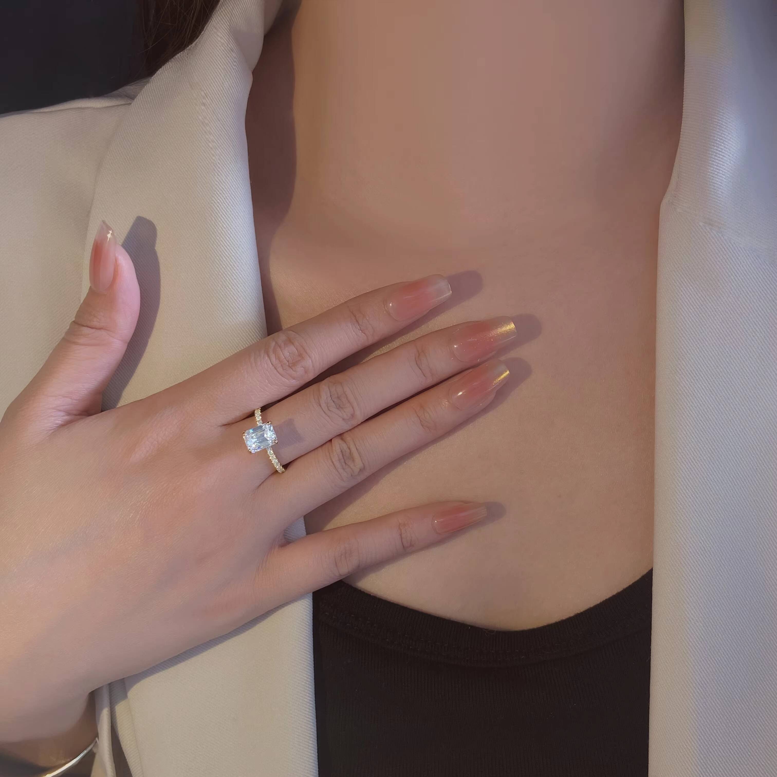 VVS D Moissanite Wedding Ring 18K Gold Plated Women Classic 925 Sterling Silver Engagement Ring Moissanite Diamond Wedding Ring