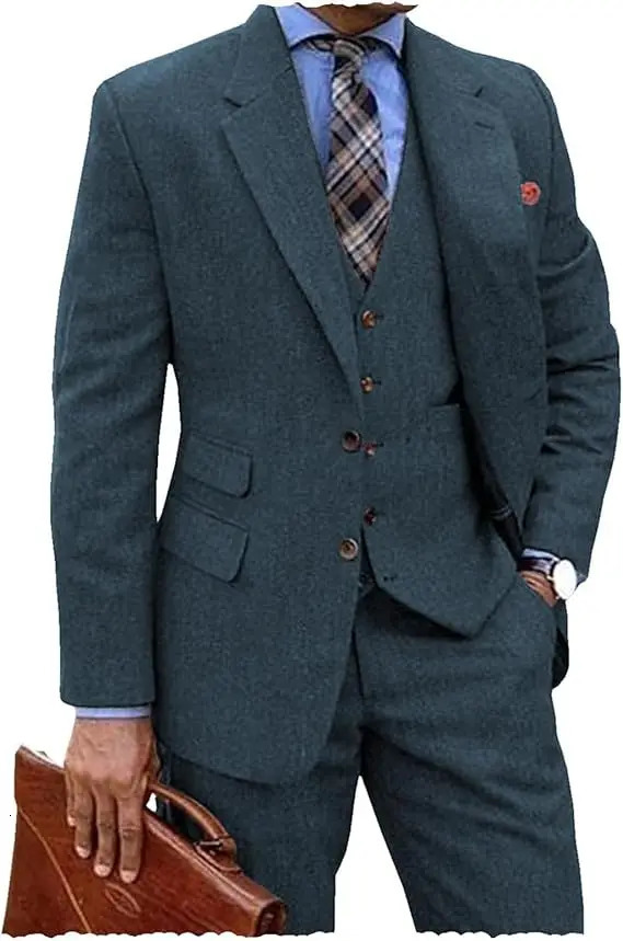 Men s Brown Tweed Suit Men Vintage Winter Formal Wedding Suits For Men Mens Classic Suit 3 Pieces Men Suit 251126