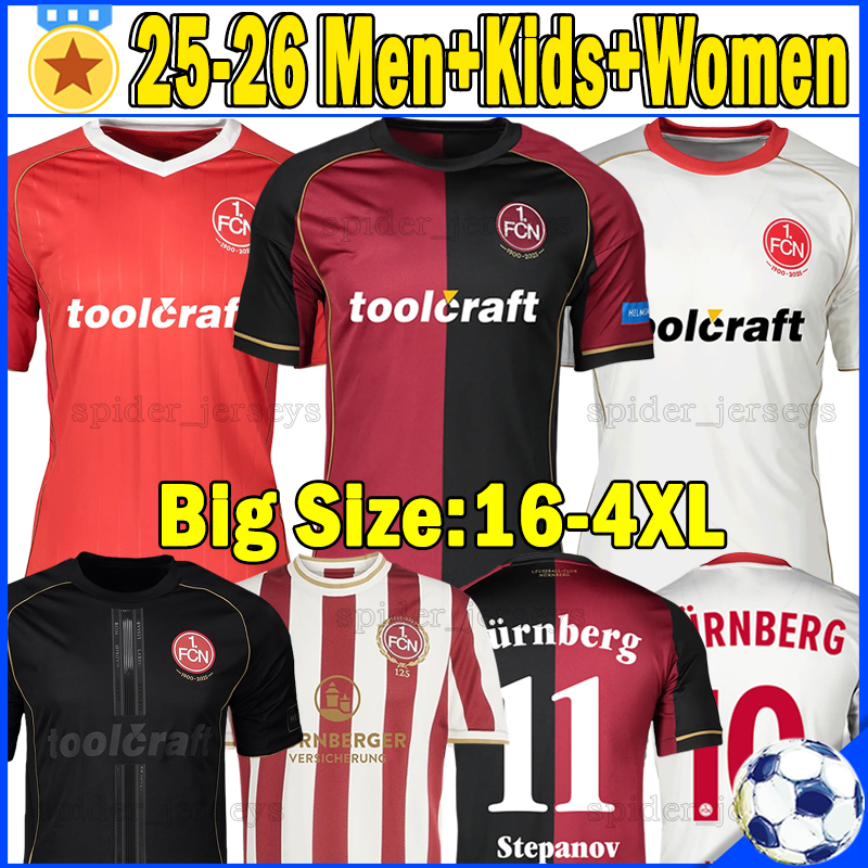 XXXL 4XL 25 26 1. FC Nurnberg Soccer Jerseys 125th anniversary Football Shirts 2025 2026 Stepanov Telalovic Grimaldi Justvan Lubach Retro 1980 Men Uniforms Kids Kits