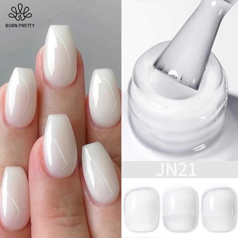 BORN PRETTY Milky White Jelly Nude Gel Nail Polish 10ml White Translucent Soak Off Gel Vernis Semi Permanent Need UV Light CureT251127
