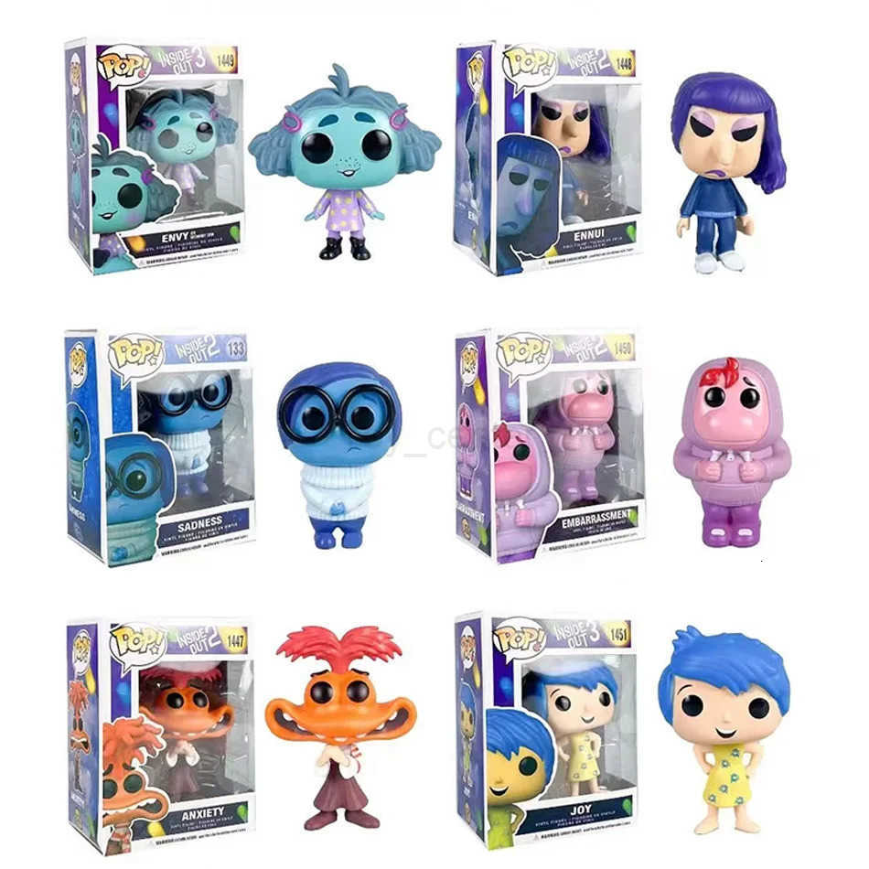 Disney Anime inside out 2 Joy Anxiety Anger Sadness Disgust Fear POP Figure Action Toys Cartoon Movie PVC Doll Figurines H251127