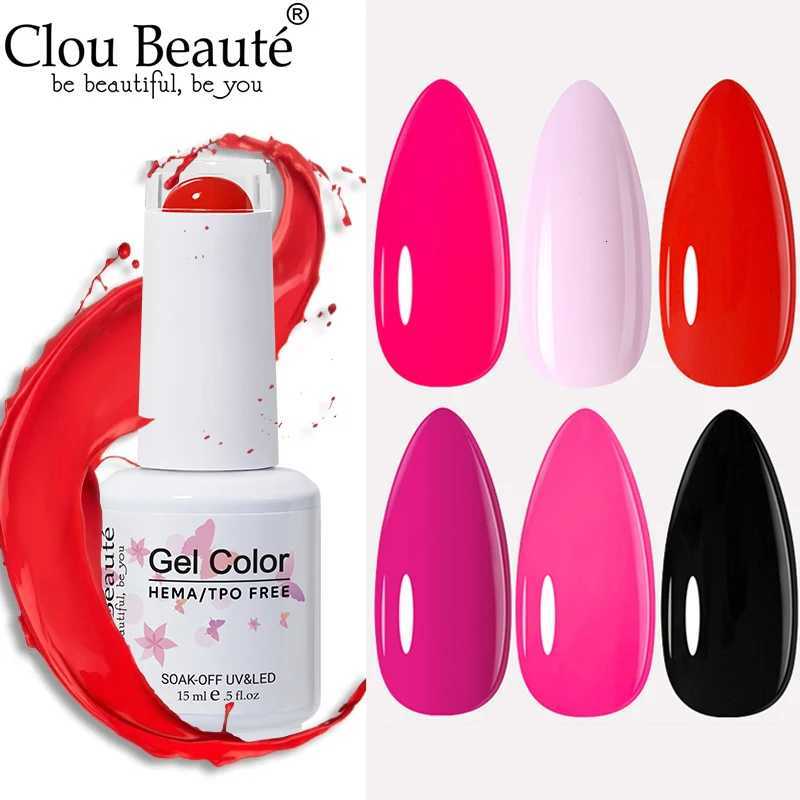 Clou Beaute 15ml Red Color Vernis Semi Permanent UV Varnish Gel Nail Polish Hema TPO Free Nails Art Gel Manicure TOP BASE HybridT251127