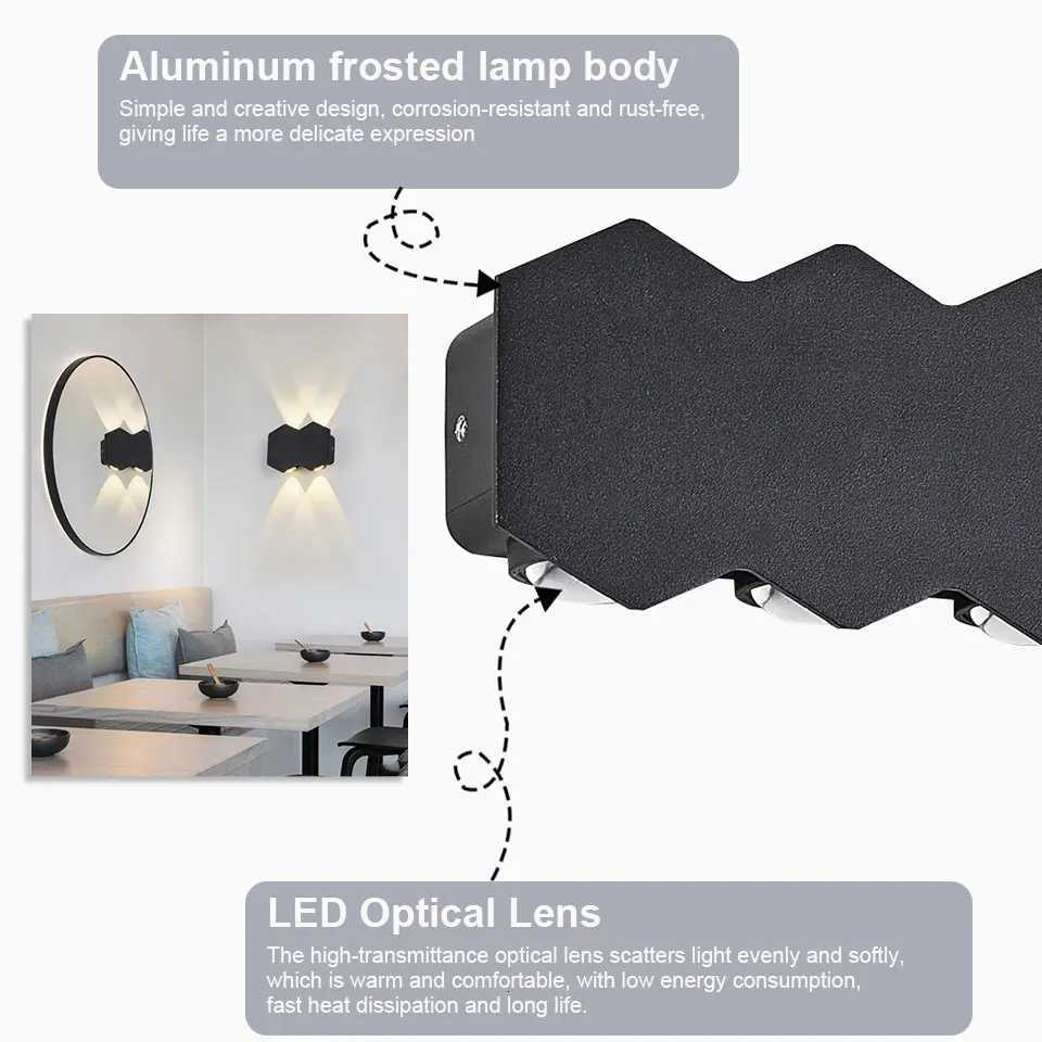 Aluminum Led Outdoor Wall Light Waterproof IP66 Led Outdoor Lighting Porch Lights Balcony Garden Lights Outdoor Wall LampM251127