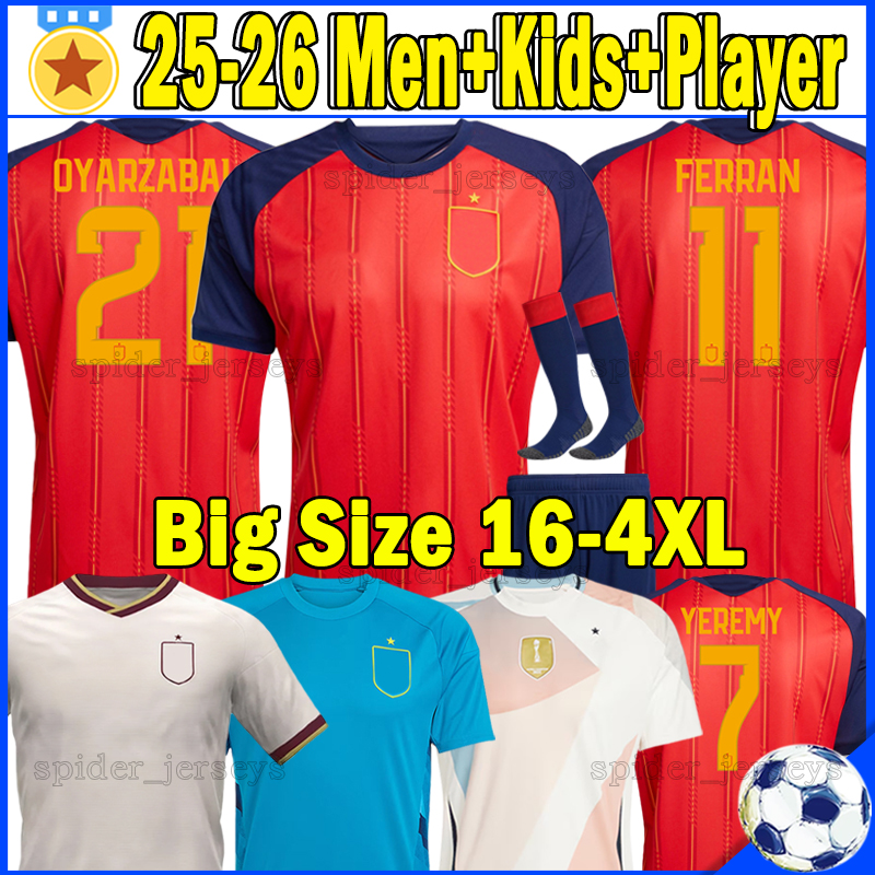 XXXL 4XL 26 27 sPaIn camiseta espana OYARZABAL Soccer Jerseys MERINO ZUBIMENDI SAMU.A 2026 Long sleeves Football Shirts ALEX B. FABIAN YEREMY Men Uniforms Kids Kits set