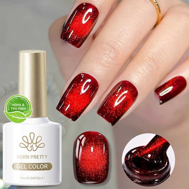 BORN PRETTY 10ml Red Glass Bead Cat Magnetic Gel Ultra Shine Semi Permanent Soak Off UV Gel Christmas Manicure Nail Art VarnishT251127