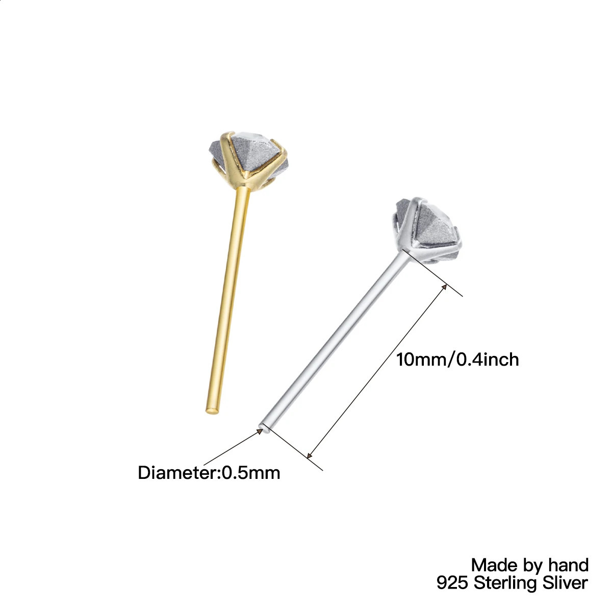 925 Sterling Silver Crystal Different Size Nose Studs Nose Piercing Body Jewelry Piercing Nez Pircing Nariz Corporal 250427