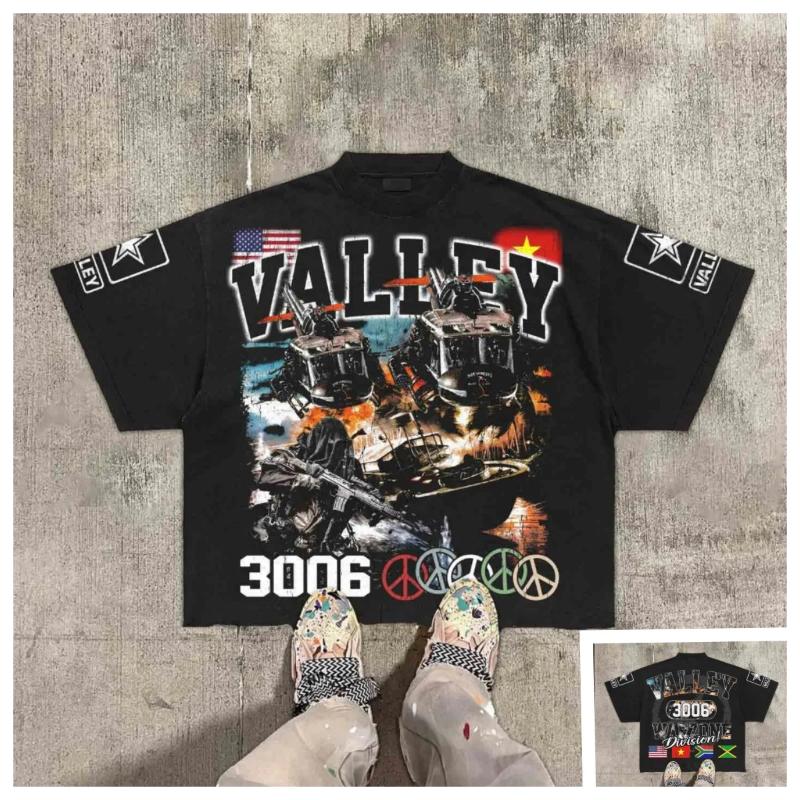 Men's T Shirts Mens Style Cotton Vintage Warzone Branch Graphic Print T-Shirt Summer Streetwear Casual