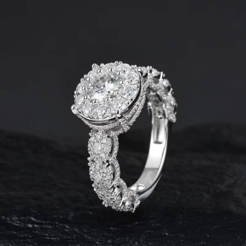 Express Yourself with Confidence Mens Hip Hop 925 Silver Ring Featuring Sparkling Lab Created Moissanite and 18k Gold Overlay