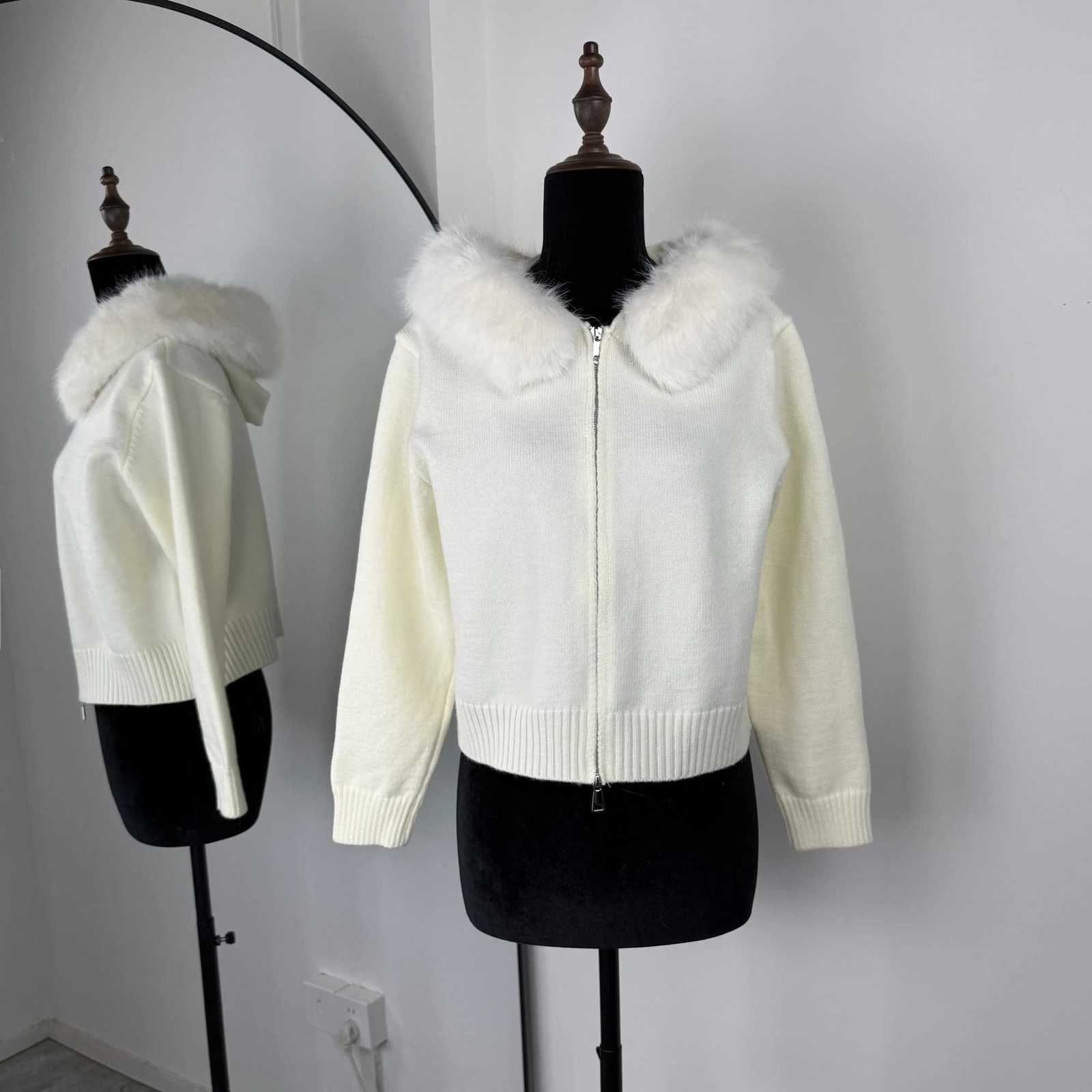 Talenza Winter Female Sweater Hoodie Cardigan Fluffy Zipper Patchwork Long Sleeve Ribbed Solid Knit jacket Coat Womens CardiganXJ251127