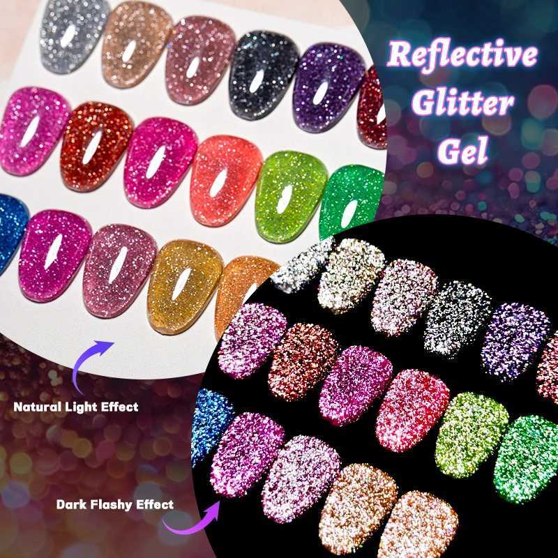 7Ml Reflective GlitterGel Nail Polish Bright Sparkling Silver Color Semi-permanent Soak Off Nail Art UV Varnish Nail SuppliesT251127