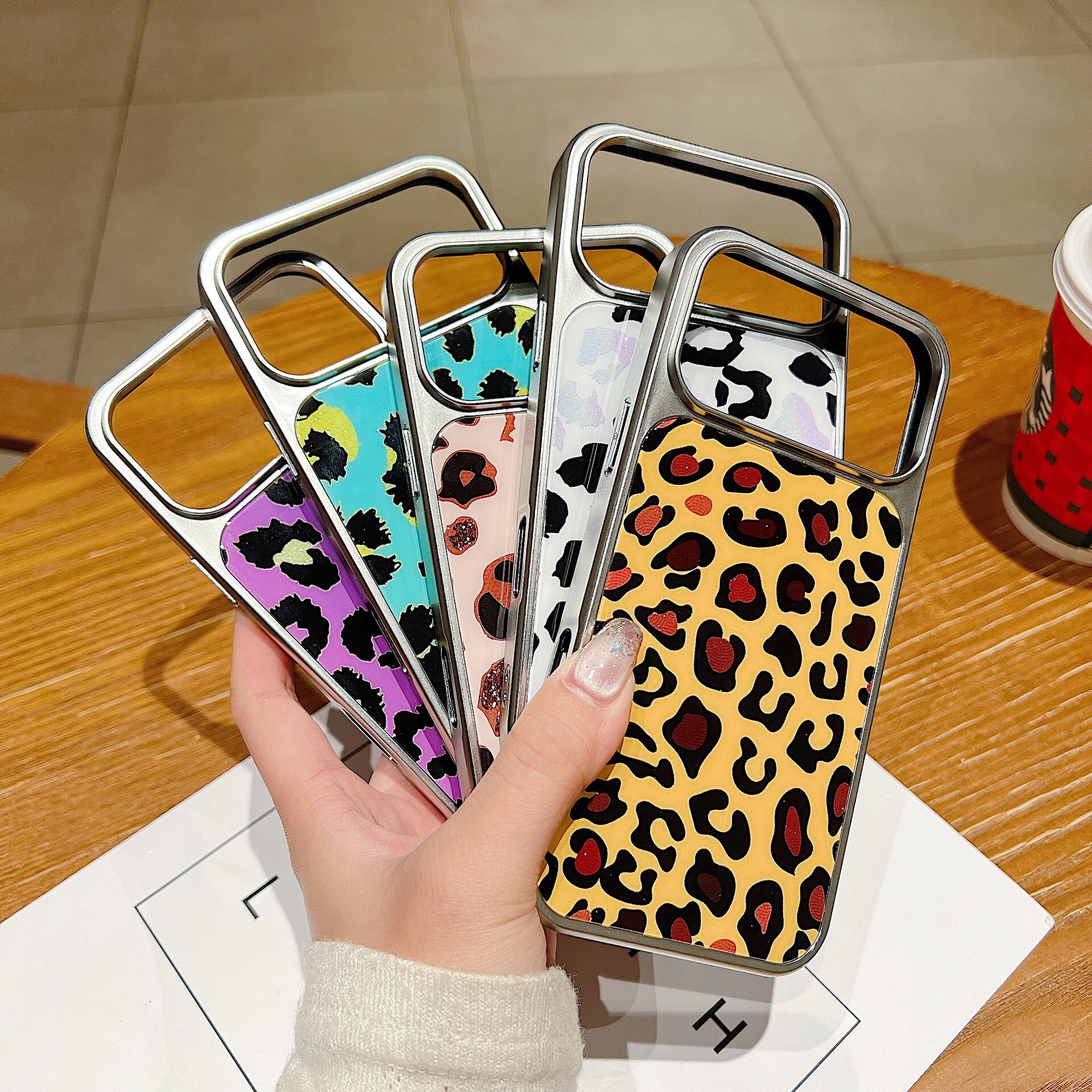 Leopard Phone Case iPhone 17 Pro Max Compatible with Apple 16/15 Pro Electroplated Edge Style