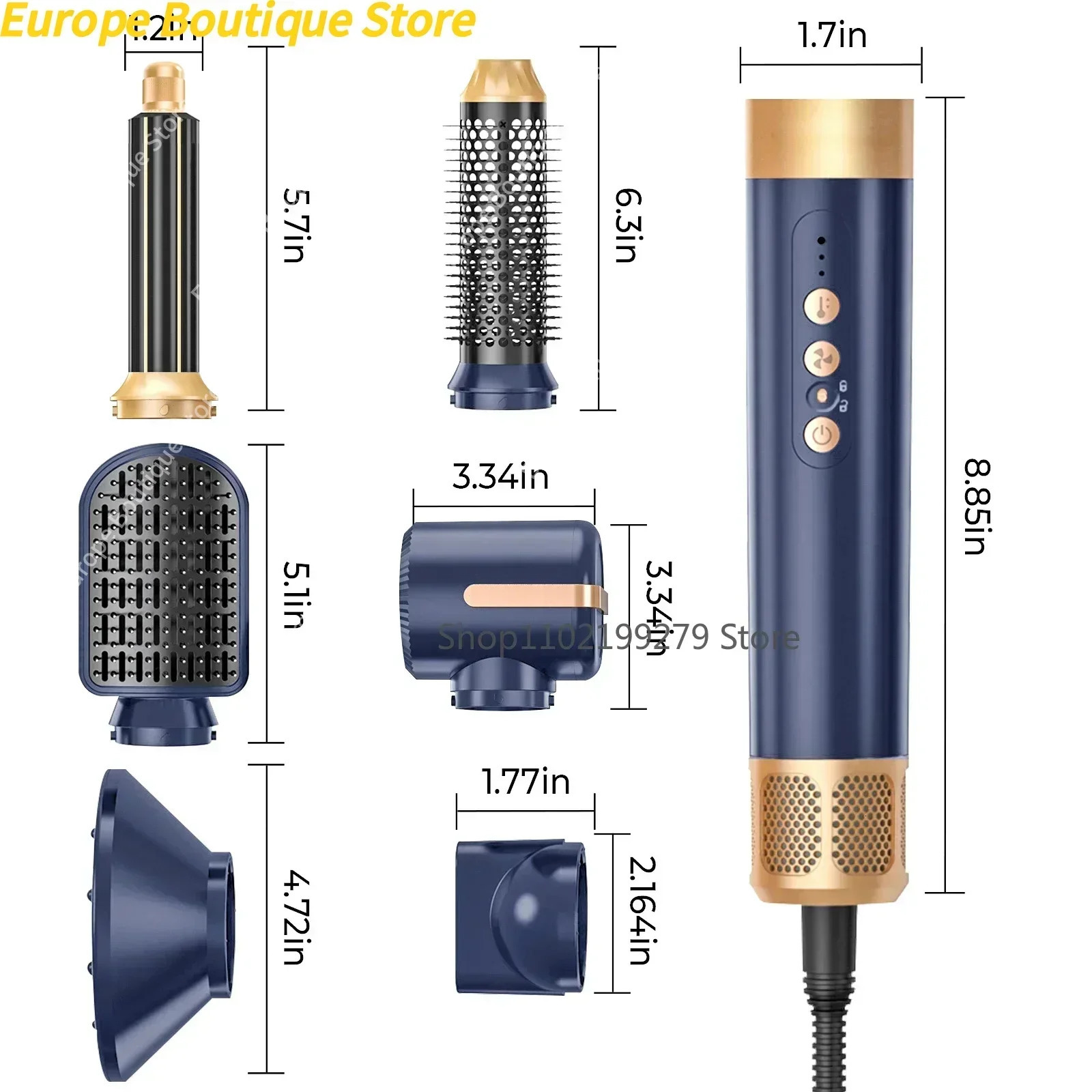 7 In 1 Hair Dryer Brush Brushless High Speed Hair Dryer with Diffuser Ionic Blow Dryer Air Styling Comb Auto Hair Curler 251125