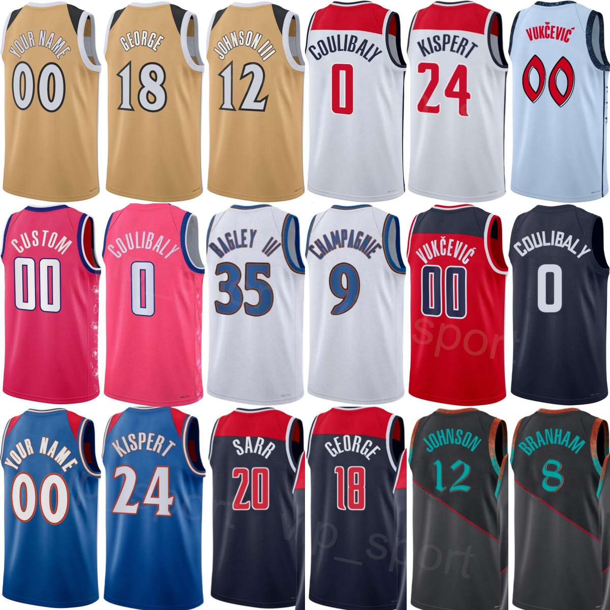 Print City 2026 Basketball Kyshawn George Jerseys 18 Kid Man Lady CJ McCollum 3 Tre Johnson 12 Khris Middleton 22 Bilal Coulibaly 0 Cam Whitmore 1 Alex Sarr 20