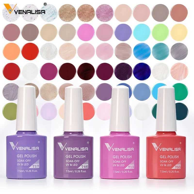 Venalisa Gel Nail Polish 75ml White Cap Glass Nail Gel Polish NoWipe Top Soak Off UV LED Nail Lacquer Glitter Color GelT251127