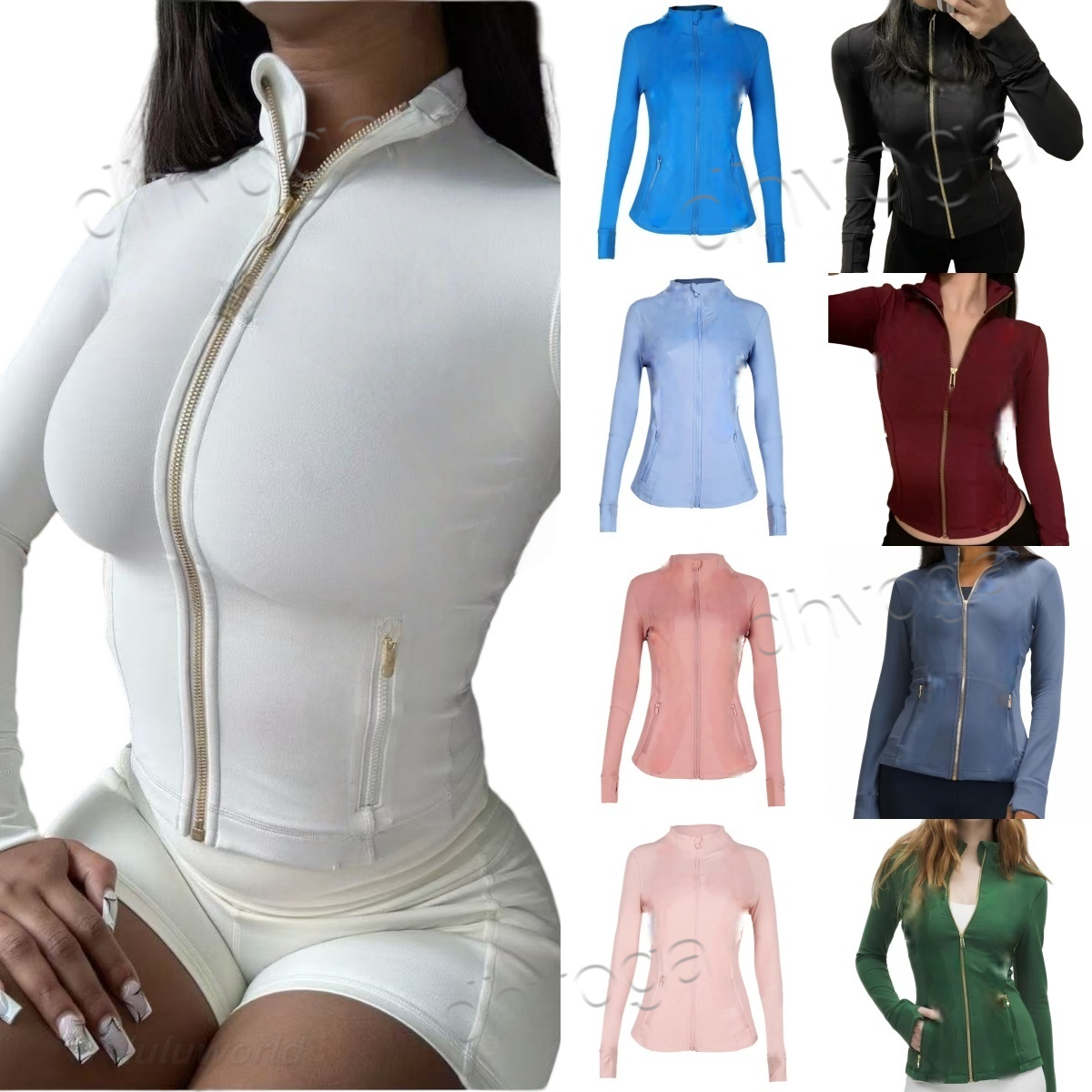 5A Yoga Jacket Gym Clothing Outfits Pant Women Full Zip Define Sportswear Workout Track Sweatshirt Running Coat with Pockets Outdoor jacket