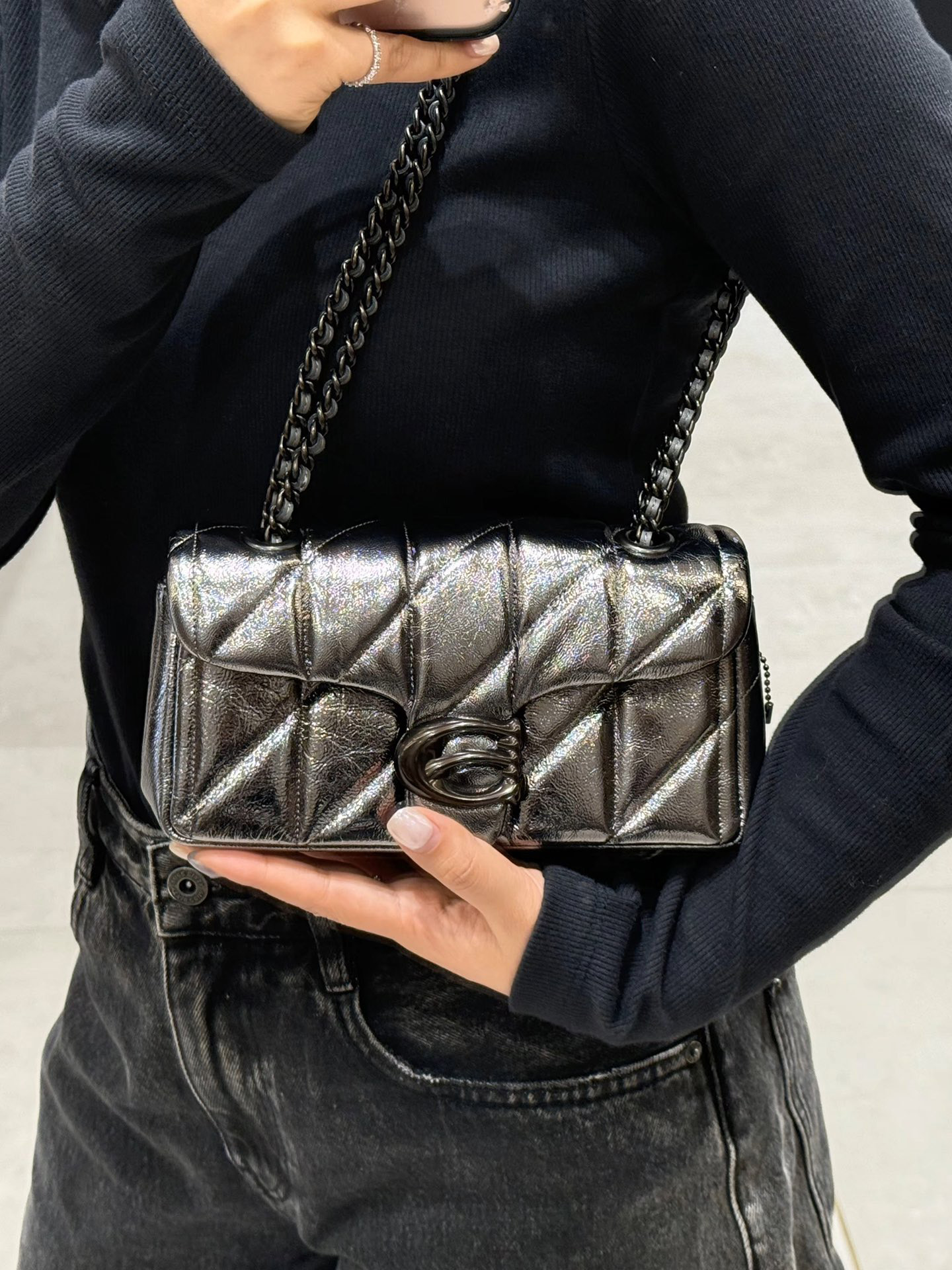 Evening Bags tabby bag shoulder bag women real leather chain tabby 20cm 26cm letter flap bag handbag crossbody bag pillow tabby baguette bag denim bag shoulder