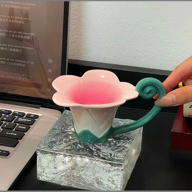 European Flower Ceramic Coffee Cup Exquisite Breakfast Milk Mug English Afternoon Tea Flower Tea Mug Embossed Flower Cup Gifts C251127