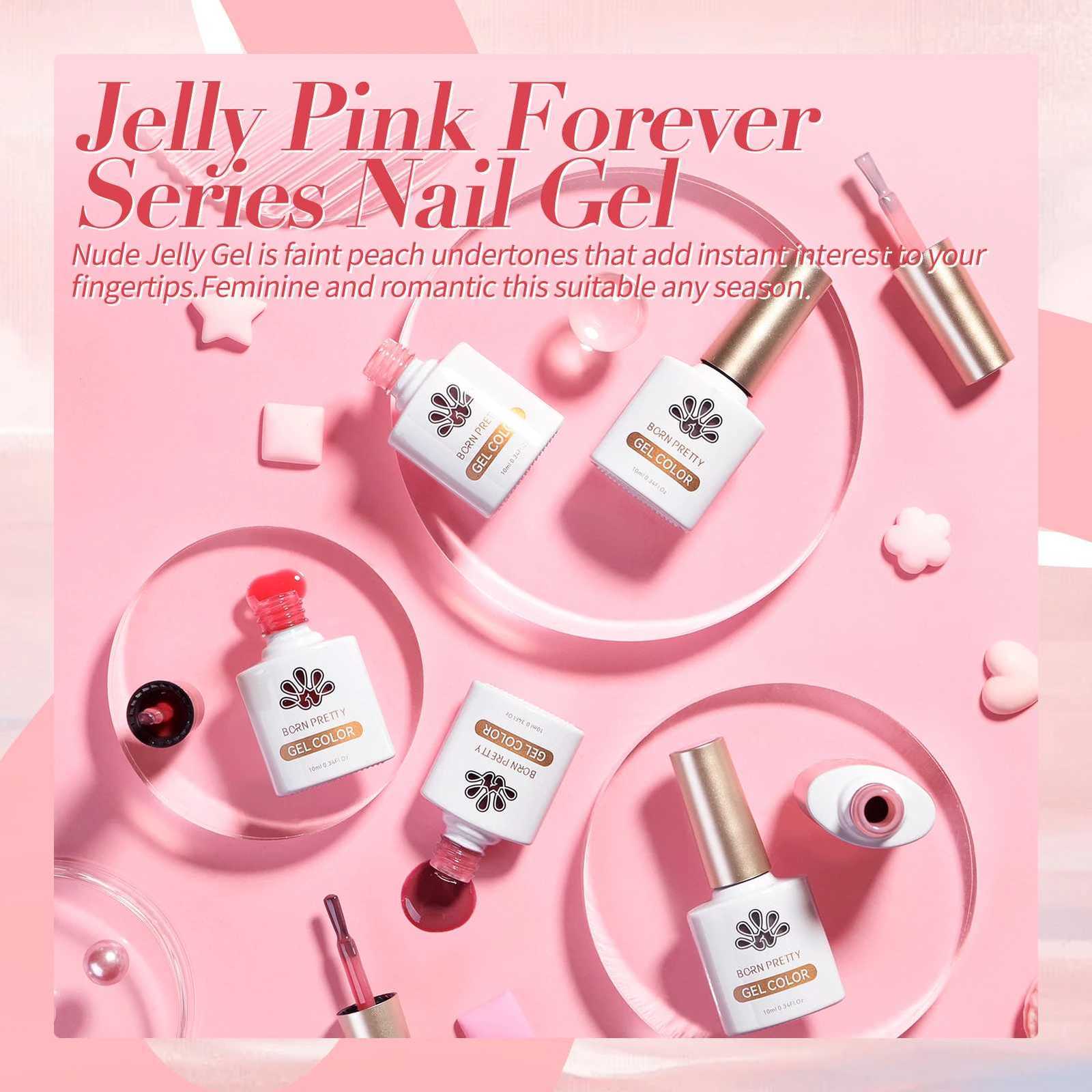 BORN PRETTY Jelly Nude Gel Nail Polish 10ml Light Pink Peach Translucent Color UV Light Cure Gel Varnish Nail Art DIY at HomeT251127