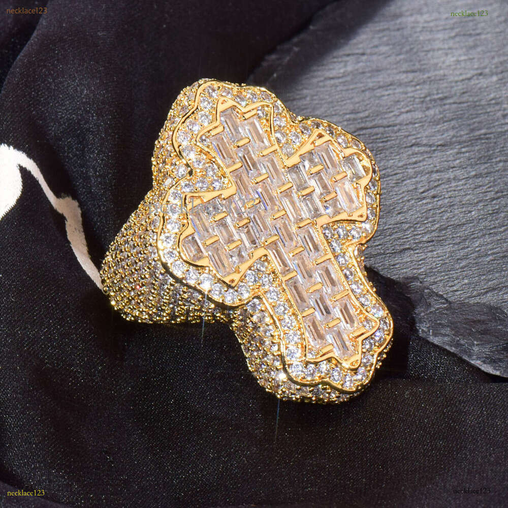 2025 Luxury Rapper Jewelry Hip-hop Cross 925 Silver ring VVS Moissanite Ring Chilled Rose gold electroplated Men's Custom Ring