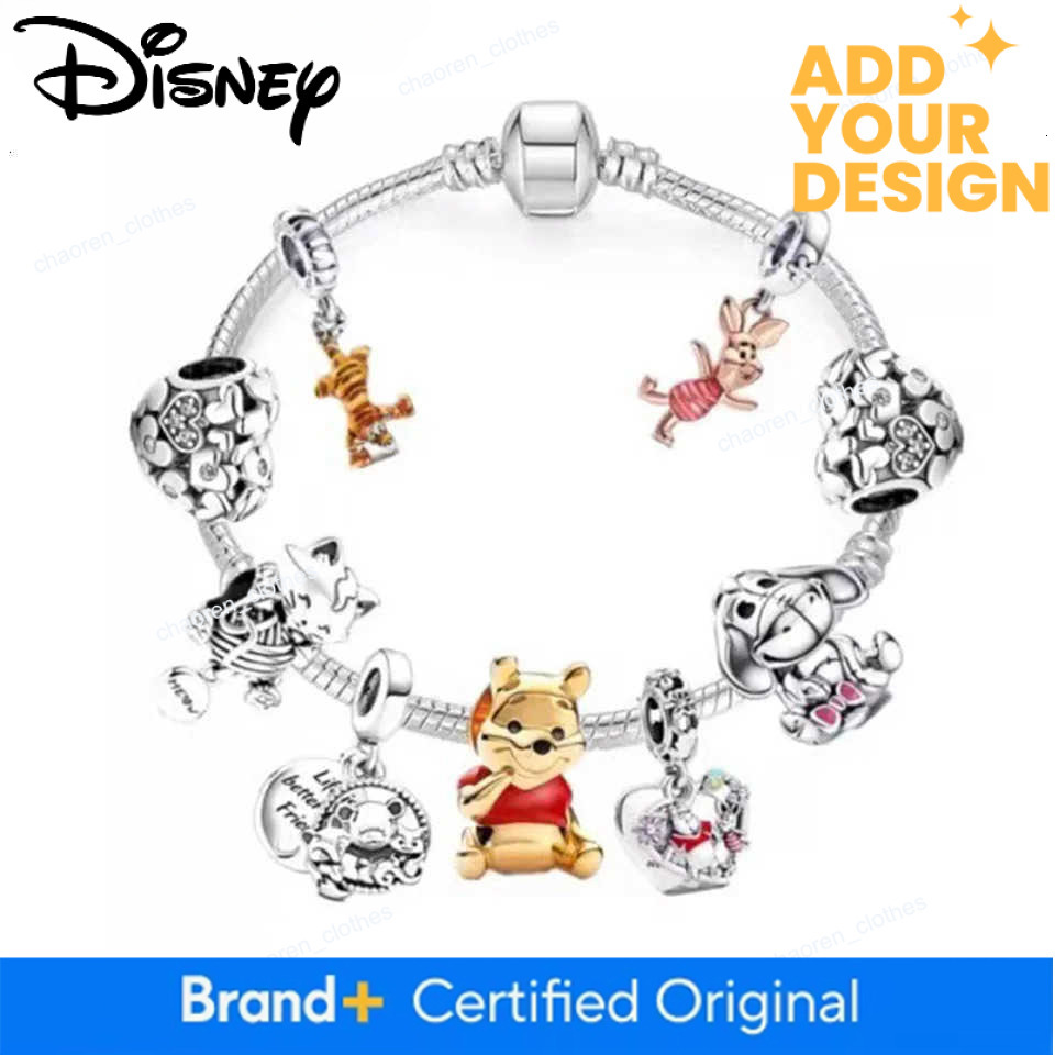 Disney 100th Anniversary Stitch Princess Pumpkin Cart Mickey Minnie Figure Model Dumbo Charm Beads Fit Bracelets Anime Jewelry Accessory W20250716