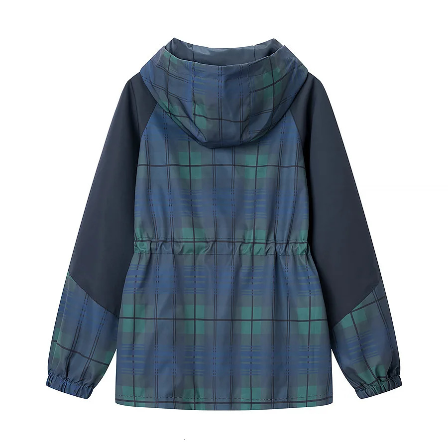 Autumn and Winter Retro Plaid Standup Collar Drawstring Waist Womens Jacket Short Fashionable Hooded Loosefit Windbreaker 251126