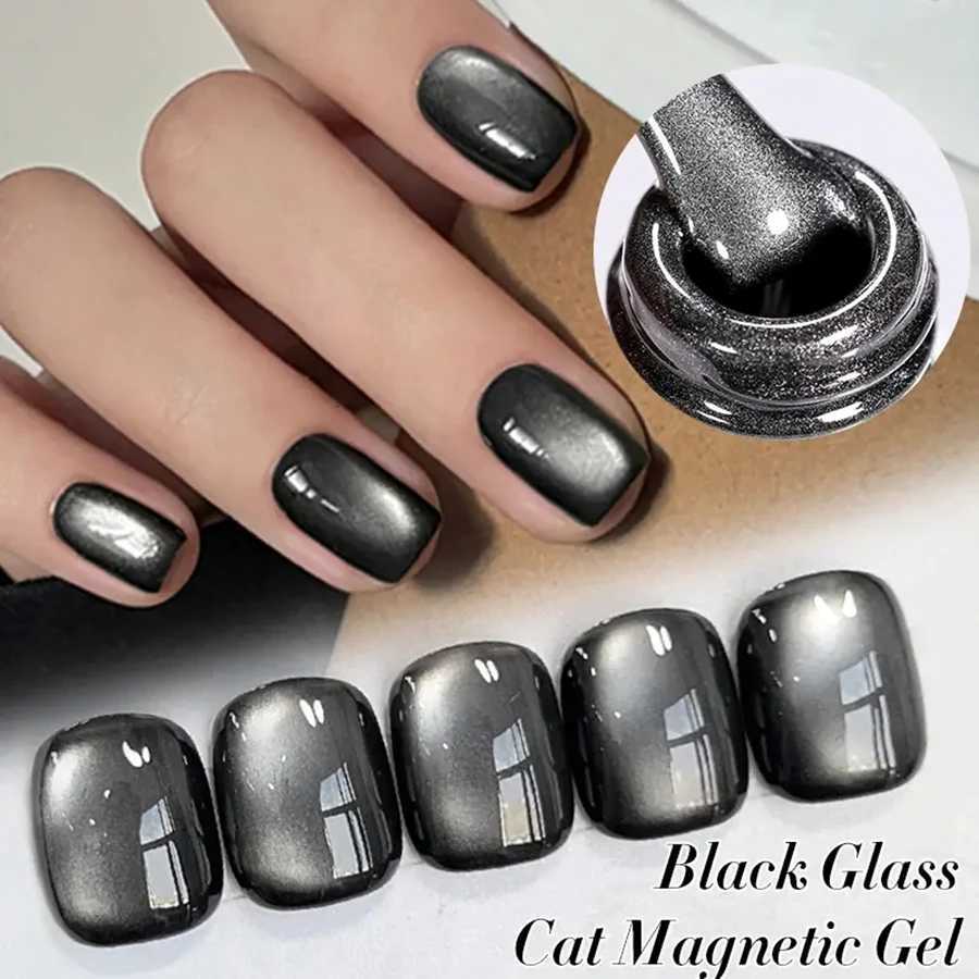 WS Black Glass Cat Magnetic Gel Nail Polish Punk Style Nail Art Manicure Varnis Semi Permanent Gel for Winter Nail SuppliesT251127